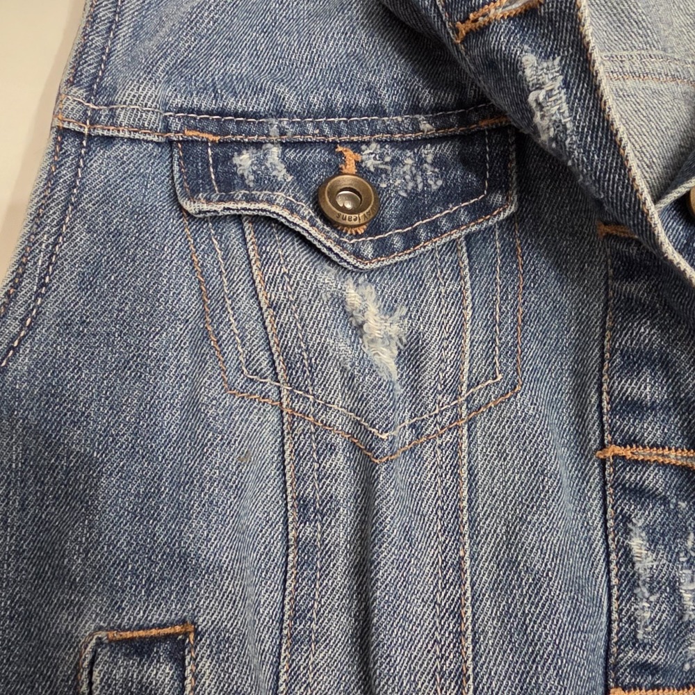 Highway Jeans Blue Denim Jacket Vest Cropped Vest Women's Juniors Size L - Picture 2 of 9